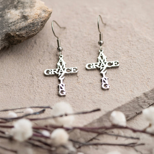 Amazing Grace Cross Earrings