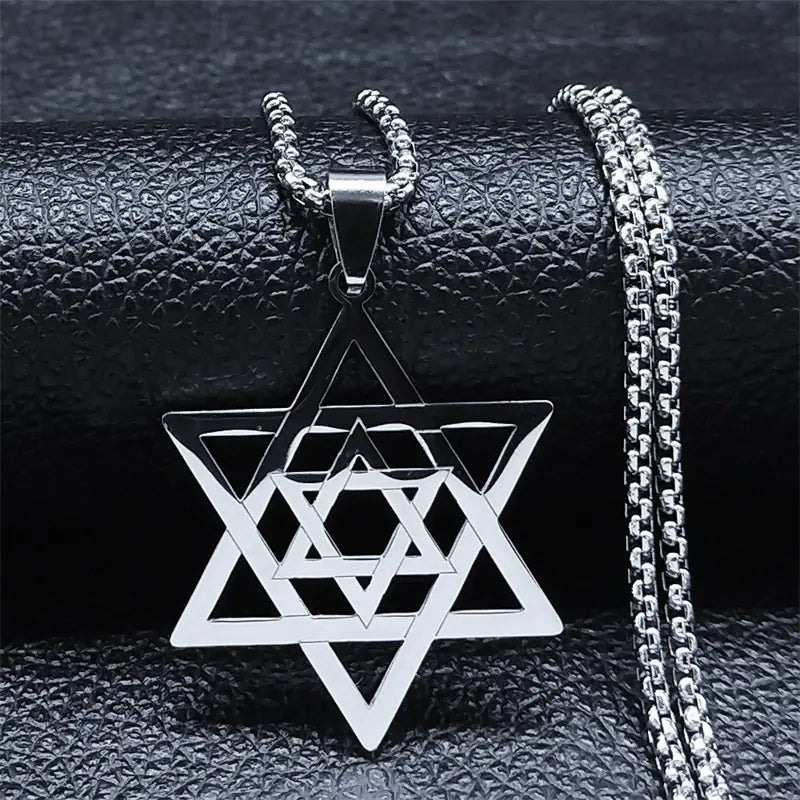 Stainless Steel Star of David Pendant Necklace