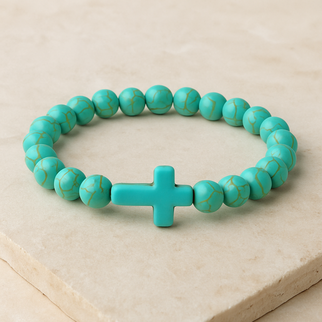 Stone Cross Bracelet - Turquoise