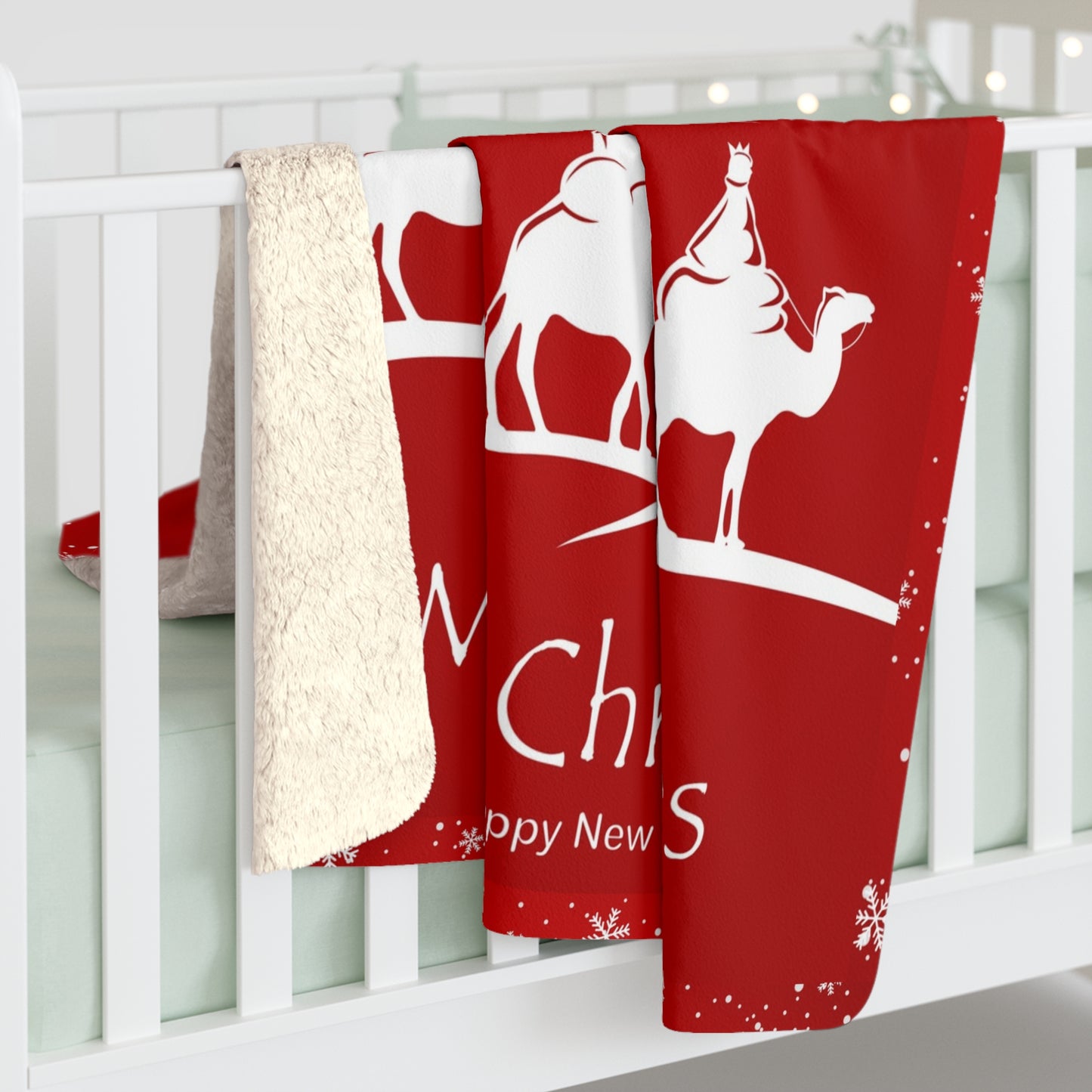 Christmas Nativity Sherpa Blanket — "Merry Christmas and Happy New Year" Cozy Throw