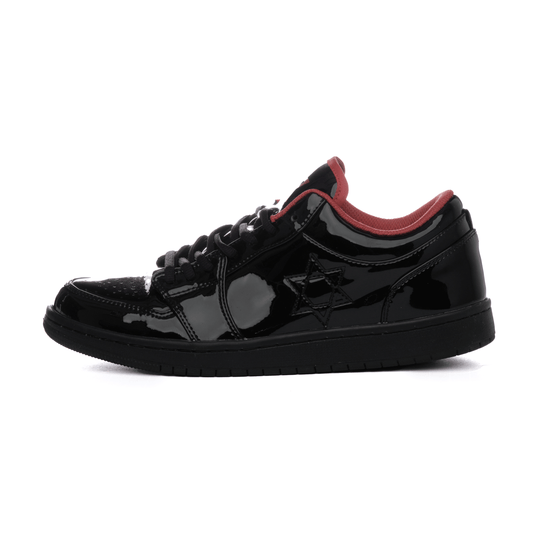 Air Maccabees Low Top (Black)- Black Shiny Star of David Sneakers