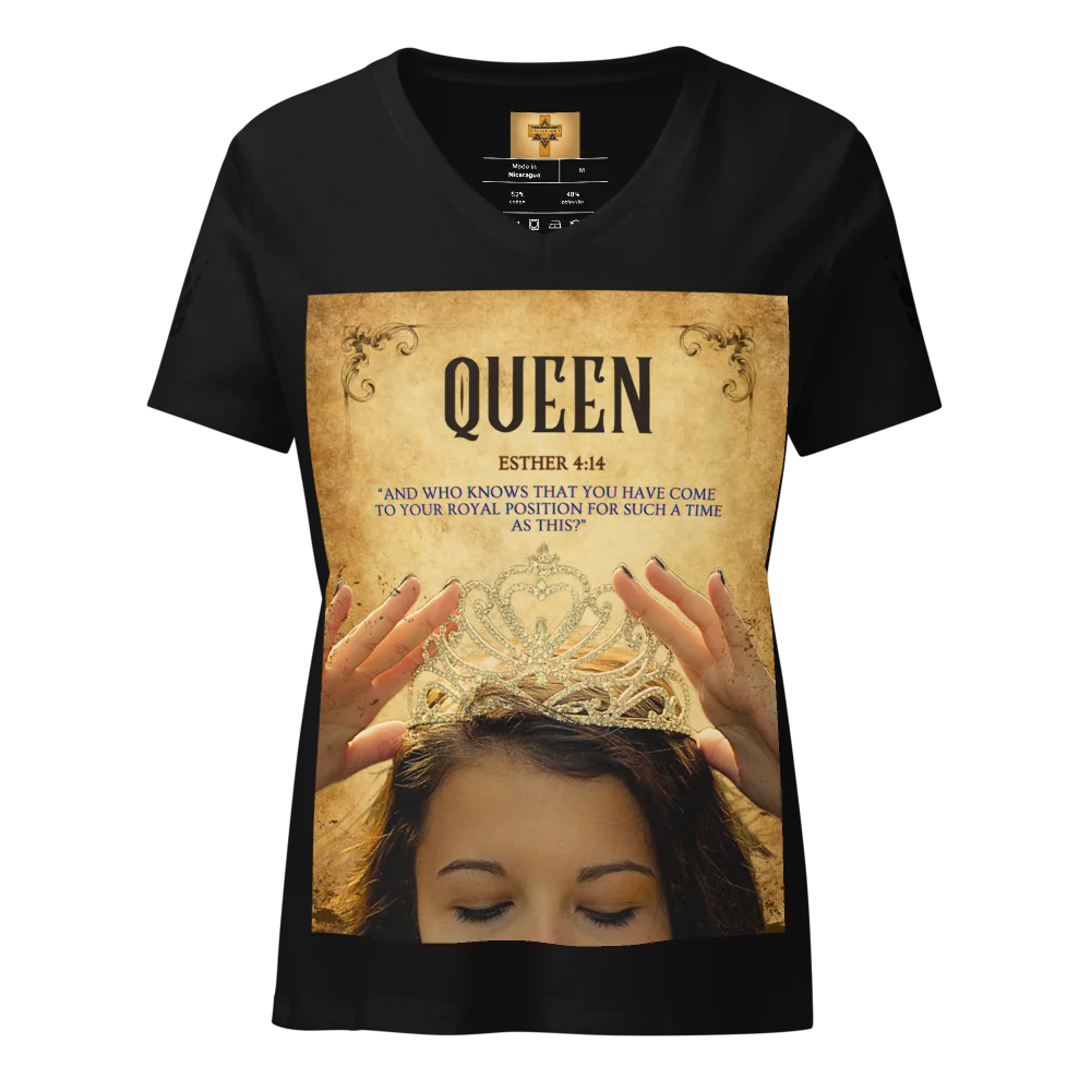 Shalom & Grace Apparel Queen Esther Women's Relaxed V-Neck T-Shirt | Bella Canvas 6405CVC