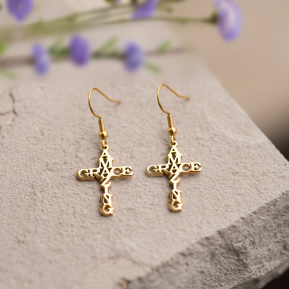 Amazing Grace Cross Earrings