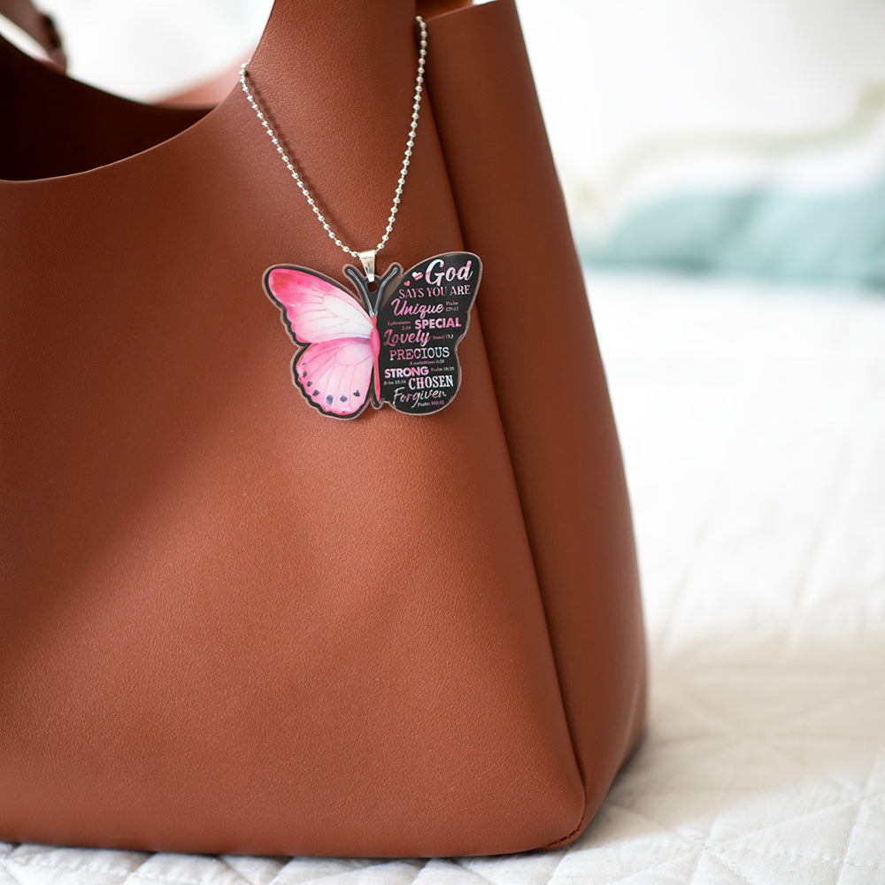 God Says You Are Butterfly Key Chain, Rearview Mirror Ornament