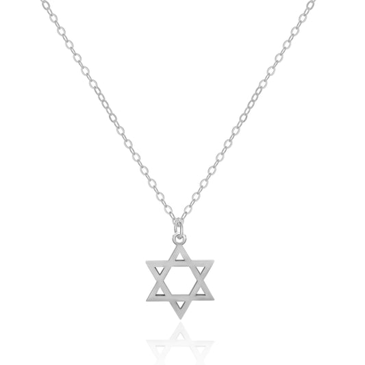 Tela Jewelry Genuine 925 Sterling Silver Star Of David Necklace for Women Hexagram Pendant on Cable Chain Stylish and Durable Jewish Star Magen David (16" Sterling silver)