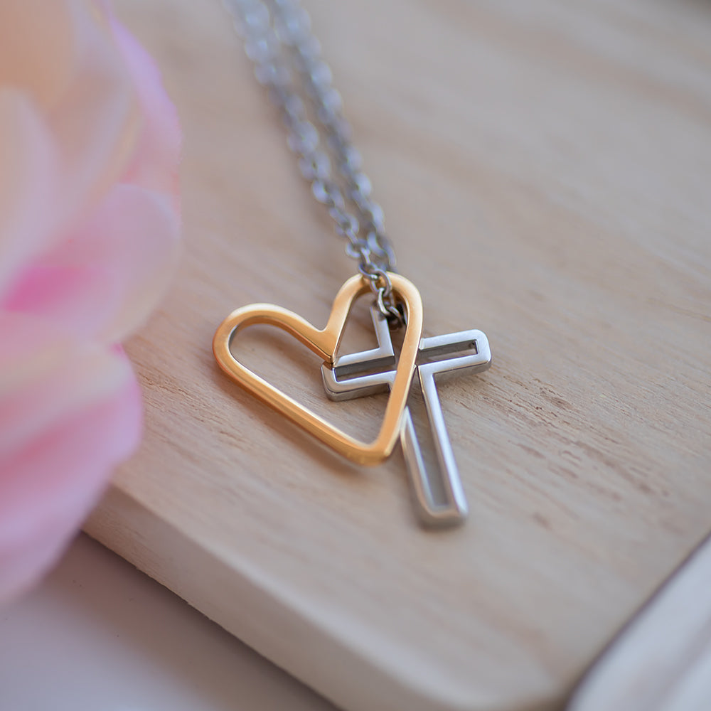 Open Heart Cross Necklace
