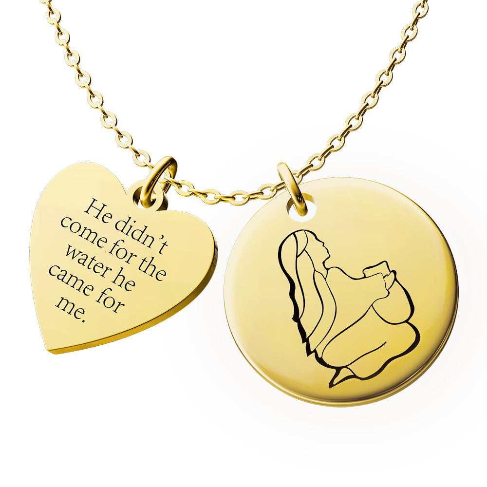 Woman at the Well Circle + Heart Pendant Necklace