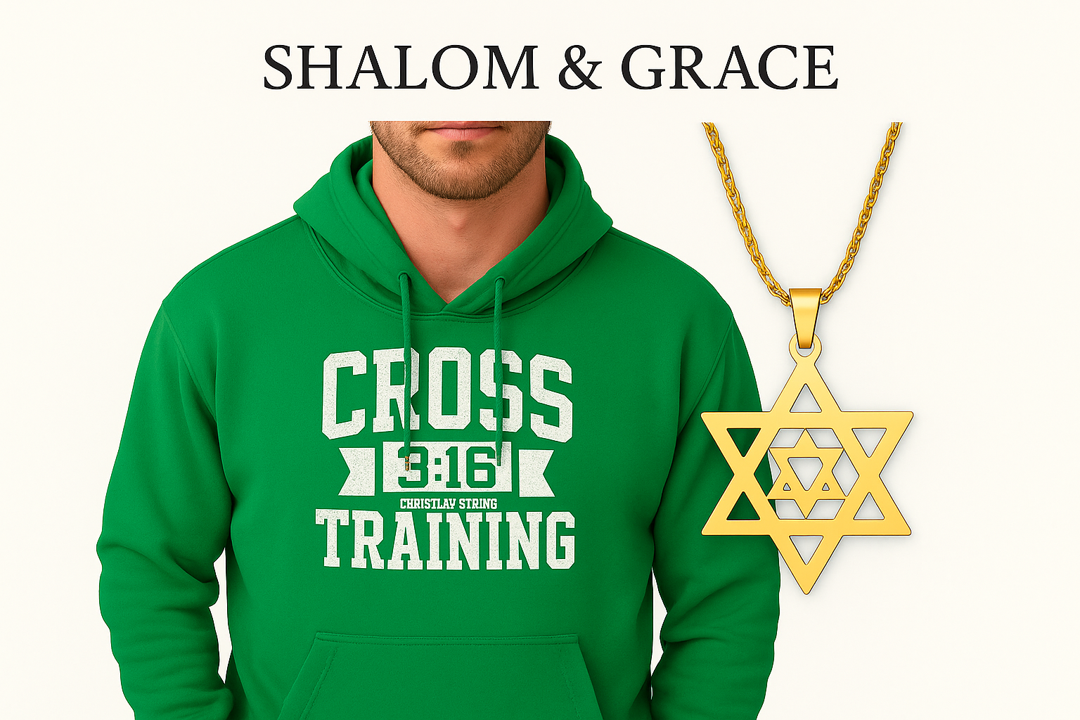 Generated image with smaller SHALOM & GRACE text