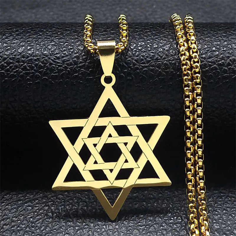 Stainless Steel Star of David Pendant Necklace