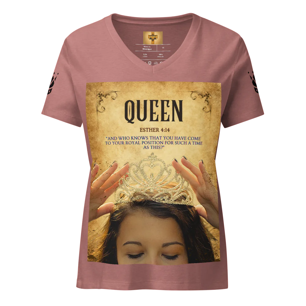 Shalom & Grace Apparel Queen Esther Women's Relaxed V-Neck T-Shirt | Bella Canvas 6405CVC