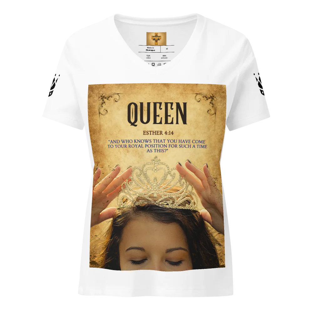 Shalom & Grace Apparel Queen Esther Women's Relaxed V-Neck T-Shirt | Bella Canvas 6405CVC