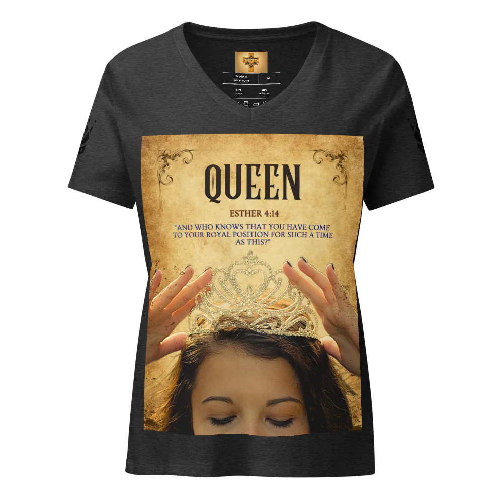 Shalom & Grace Apparel Queen Esther Women's Relaxed V-Neck T-Shirt | Bella Canvas 6405CVC