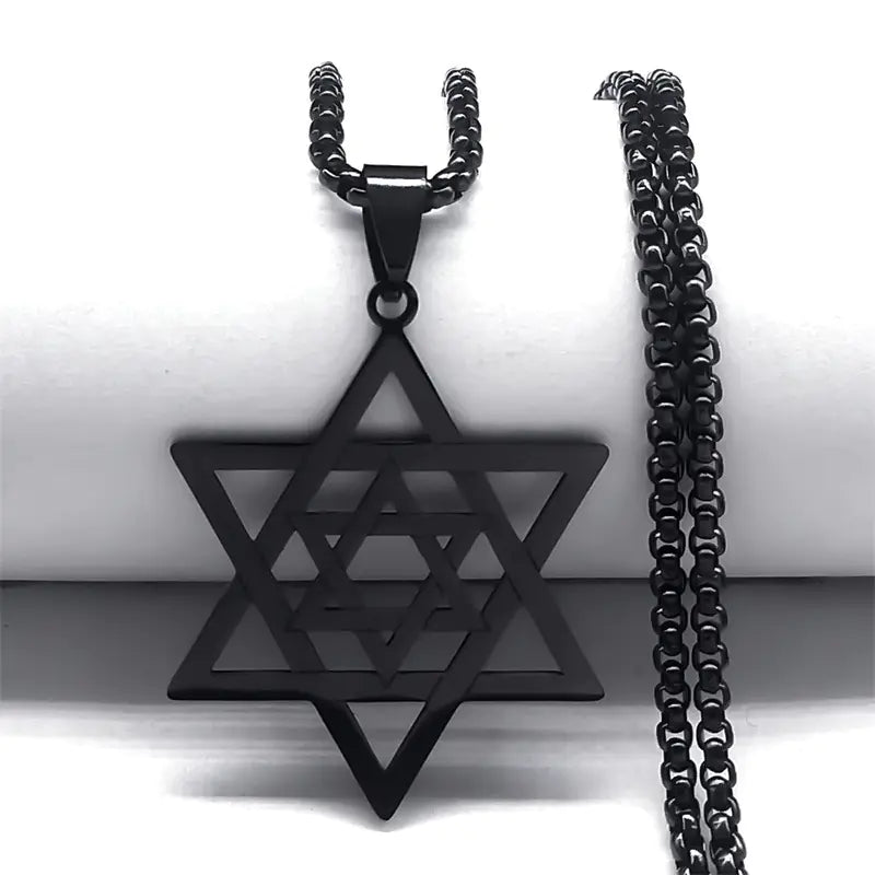Stainless Steel Star of David Pendant Necklace
